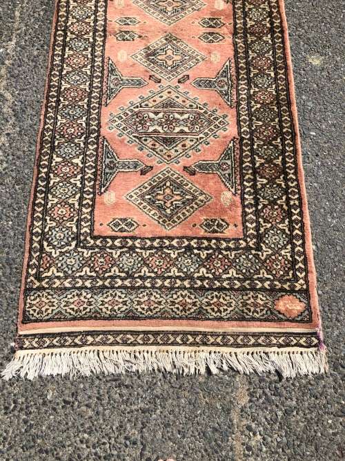 STUNNING NICELY WORN SIGNED PURE WOOL HAND KNOTTED BOKHARA PERSIAN RUNNER 780 X 5200mm