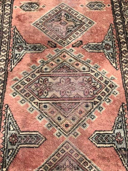 STUNNING NICELY WORN SIGNED PURE WOOL HAND KNOTTED BOKHARA PERSIAN RUNNER 780 X 5200mm