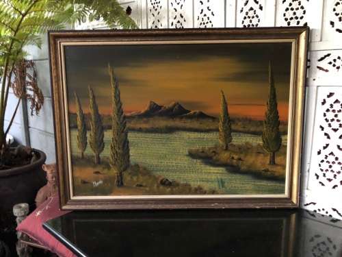 WOW !!! GORGEOUS P.KHUMALO OIL ON BOARD LANDSCAPE PAINTING - VINTAGE BEAUTY