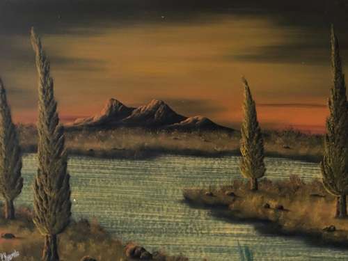 WOW !!! GORGEOUS P.KHUMALO OIL ON BOARD LANDSCAPE PAINTING - VINTAGE BEAUTY