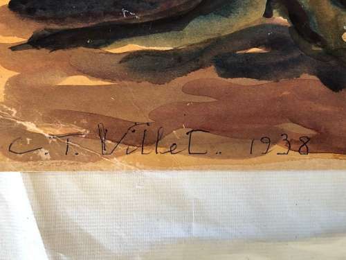 WOW !! CHARLES THEODORE VILLET ( 1896 - 1963) - STUNNING WATERCOLOR PAINTING No 26 - TITLED & SIGNED