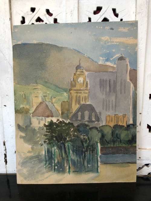 WOW !! CHARLES THEODORE VILLET ( 1896 - 1963) - STUNNING DOUBLE WATERCOLOR PAINTING No  52 - SIGNED