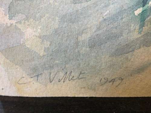 WOW !! CHARLES THEODORE VILLET ( 1896 - 1963) - STUNNING DOUBLE WATERCOLOR PAINTING No  52 - SIGNED