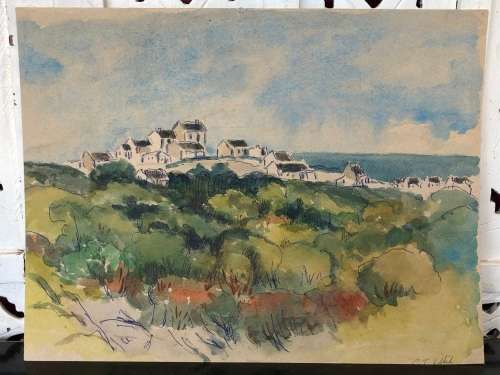 WOW !! CHARLES THEODORE VILLET ( 1896 - 1963) - STUNNING DOUBLE WATERCOLOR PAINTING No  52 - SIGNED