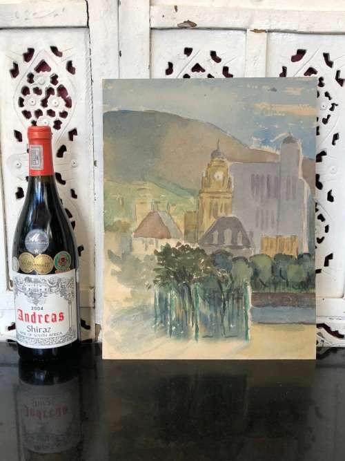 WOW !! CHARLES THEODORE VILLET ( 1896 - 1963) - STUNNING DOUBLE WATERCOLOR PAINTING No  52 - SIGNED