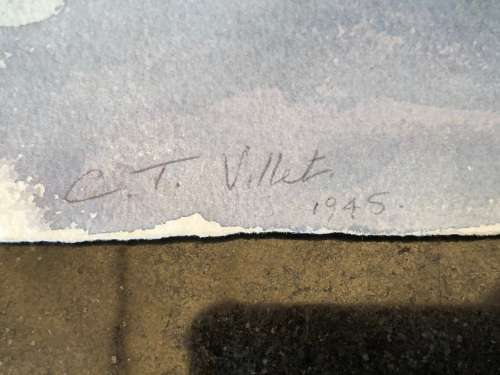 WOW !! CHARLES THEODORE VILLET ( 1896 - 1963) - STUNNING UNFRAMED WATERCOLOR PAINTING No 25 - SIGNED