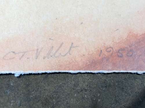 WOW !! CHARLES THEODORE VILLET ( 1896 - 1963) - STUNNING UNFRAMED WATERCOLOR PAINTING No 91 - SIGNED