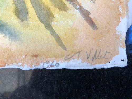 WOW !! CHARLES THEODORE VILLET ( 1896 - 1963) - STUNNING UNFRAMED WATERCOLOR PAINTING No 68 - SIGNED
