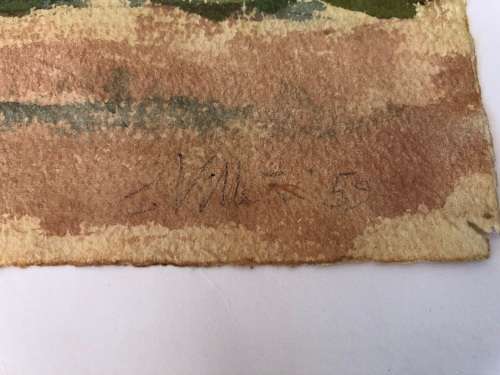 WOW !! CHARLES THEODORE VILLET ( 1896 - 1963) - STUNNING UNFRAMED WATERCOLOR PAINTING - SIGNED