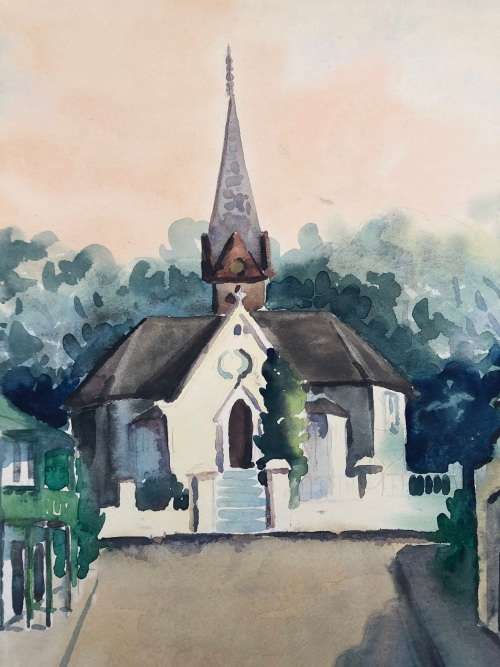 WOW !! CHARLES THEODORE VILLET ( 1896 - 1963) - STUNNING UNFRAMED WATERCOLOR PAINTING No 86 - SIGNED