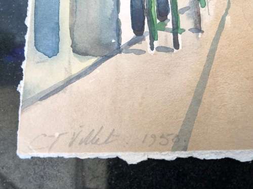 WOW !! CHARLES THEODORE VILLET ( 1896 - 1963) - STUNNING UNFRAMED WATERCOLOR PAINTING No 86 - SIGNED