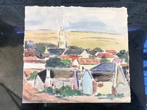 WOW !! CHARLES THEODORE VILLET ( 1896 - 1963) - STUNNING UNFRAMED WATERCOLOR PAINTING No 4 - SIGNED