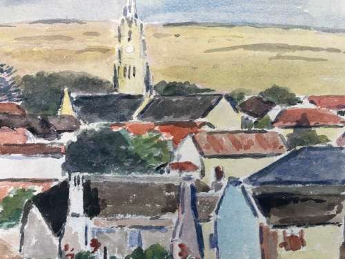 WOW !! CHARLES THEODORE VILLET ( 1896 - 1963) - STUNNING UNFRAMED WATERCOLOR PAINTING No 4 - SIGNED