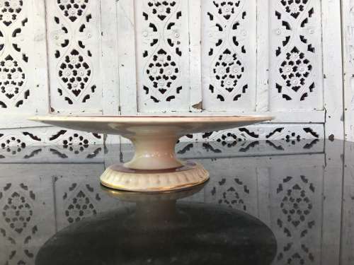 Ancient c1842-1880 Diamond Masonry Ceramic Tazza Cake Stand. Red Band & Yellow rose