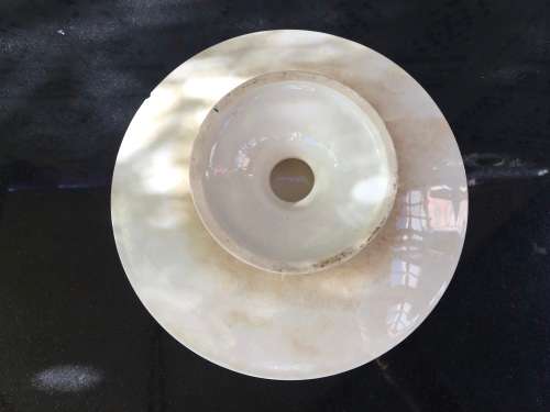 Ancient c1842-1880 Diamond Masonry Ceramic Tazza Cake Stand. Red Band & Yellow rose