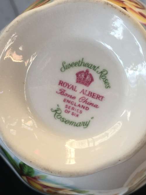 Royal Albert Bone China "Rosemary" c1950-1970 "Sweetheart Roses" Std Size Tea Trio Display Item