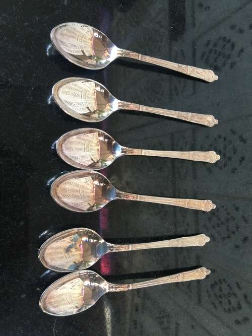 AWESOME SILVER PLATED "APOSTLE SET OF 6 TEA SPOONS EPNS MARKED