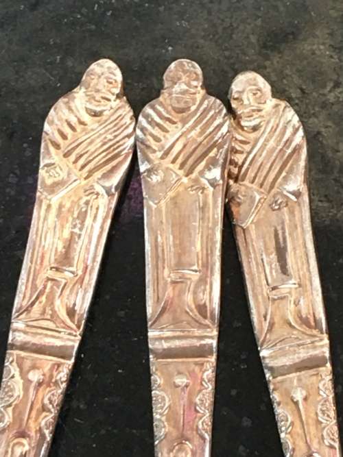AWESOME SILVER PLATED "APOSTLE SET OF 6 TEA SPOONS EPNS MARKED