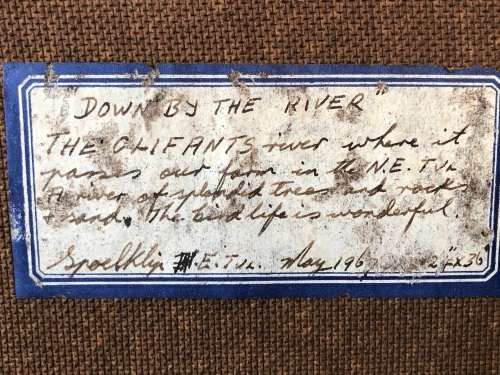 RARE !!! MICHAEL CROESÉR (SA 1919 - ) HUGE FRAMED OIL ON BOARD TITLED "DOWN BY THE RIVER" DATED 1969