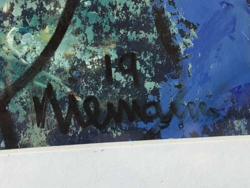 INVESTMENT ART !!! HENNIE NIEMANN (1941 -) SA ARTIST - FRAMED OIL AND PASTEL ON PAPER - HARLEQUIN