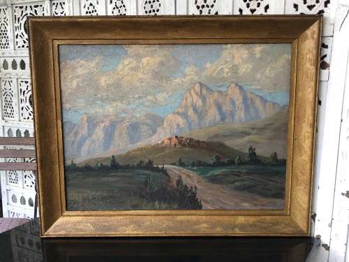 INVESTMENT ART !!! GEORGE PAUL CANITZ (SA 1874 - 1959) -STUNNING FRAMED CAPE LANDSCAPE OIL ON CANVAS
