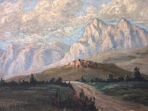 INVESTMENT ART !!! GEORGE PAUL CANITZ (SA 1874 - 1959) -STUNNING FRAMED CAPE LANDSCAPE OIL ON CANVAS