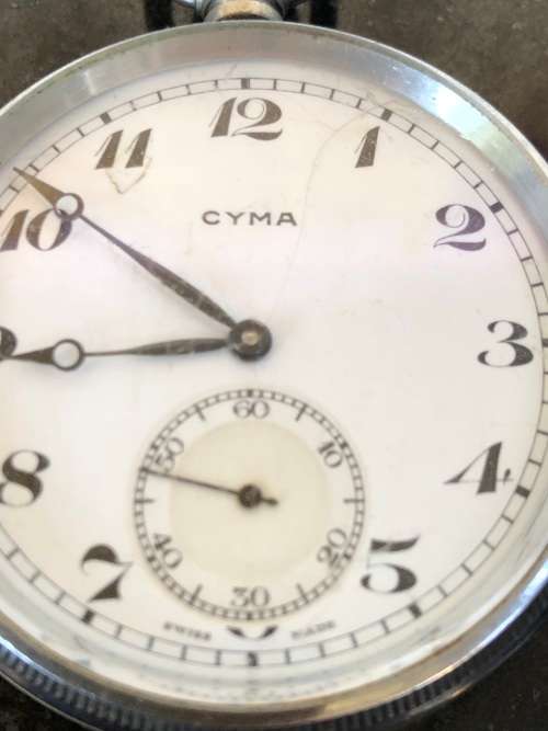 LOVELY VINTAGE MECHANICAL WIND UP CYMA POCKET WATCH IN FULL WORKING ORDER - 1960's