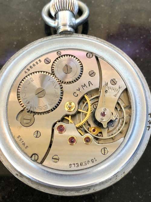 LOVELY VINTAGE MECHANICAL WIND UP CYMA POCKET WATCH IN FULL WORKING ORDER - 1960's