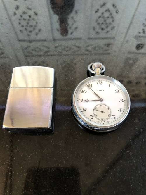 LOVELY VINTAGE MECHANICAL WIND UP CYMA POCKET WATCH IN FULL WORKING ORDER - 1960's