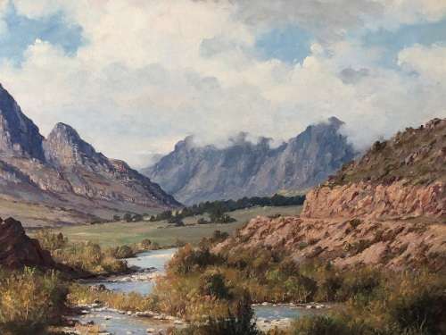 INVESTMENT ART !!! GIUSEPPE CATTY (CATARUZZA)  (SA 1914 - 1994) OIL ON CANVAS BOARD - AWESOME FRAME