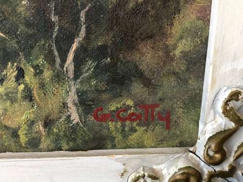 INVESTMENT ART !!! GIUSEPPE CATTY (CATARUZZA)  (SA 1914 - 1994) OIL ON CANVAS BOARD - AWESOME FRAME