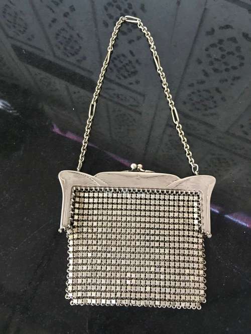 A Lovely Antique 19th Century German Silver Alpacca Marked Mesh Bag,