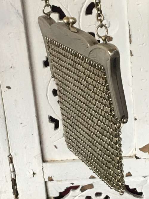 A Lovely Antique 19th Century German Silver Alpacca Marked Mesh Bag,