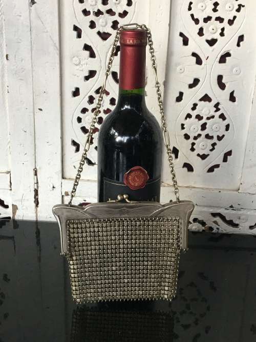 A Lovely Antique 19th Century German Silver Alpacca Marked Mesh Bag,