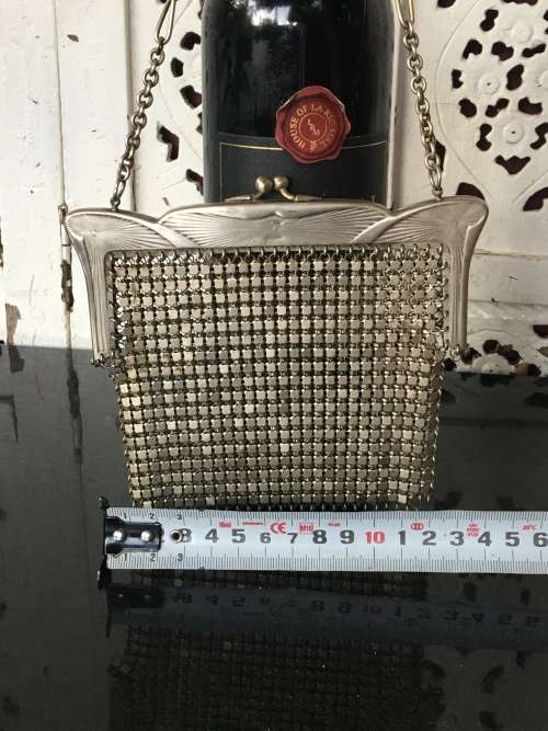 A Lovely Antique 19th Century German Silver Alpacca Marked Mesh Bag,