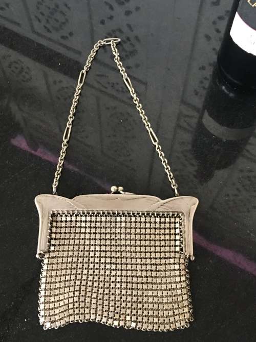 A Lovely Antique 19th Century German Silver Alpacca Marked Mesh Bag,