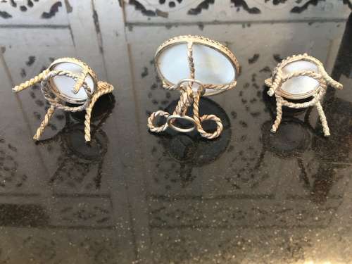 Wow!! Rare Genuine Silver & French Fragonard Limoges Porcelain Miniature table and Chairs - 77.11g