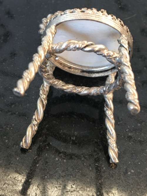 Wow!! Rare Genuine Silver & French Fragonard Limoges Porcelain Miniature table and Chairs - 77.11g