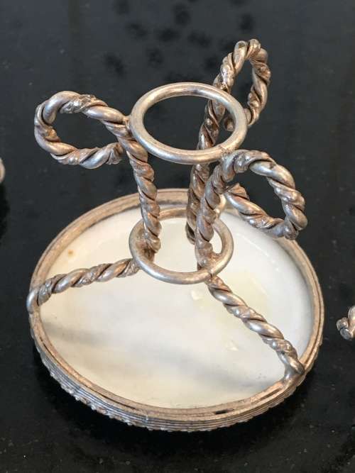 Wow!! Rare Genuine Silver & French Fragonard Limoges Porcelain Miniature table and Chairs - 77.11g