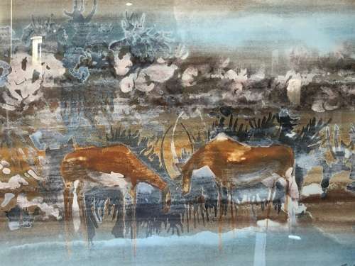 INVESTEMENT ART !!! GORDON VORSTER (SA 1924 - 1988) GORGEOUS FRAMED WATERCOLOR OF GEMSBOK
