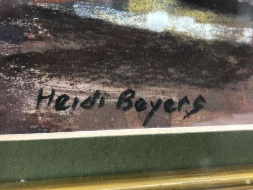 HEIDI BEYERS (SA 1955 - ) STUNNING PASTEL PAINTING - PATH THROUGH THE BLUEGUM TREE'S - FRAMED