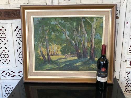 INVESTMENT ART !!! BERNARD FRANZ HESSELBARTH (SA 1903 - 1991) LARGE FRAMED OIL ON BOARD LANDSCAPE