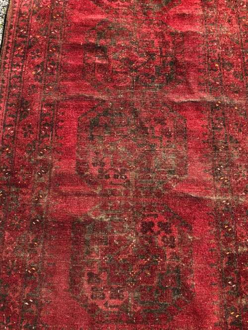 WOW !!! VINTAGE NICELY WORN HAND KNOTTED PURE WOOL IRANIAN BOKHARA PERSIAN CARPET 2300 x 1180mm