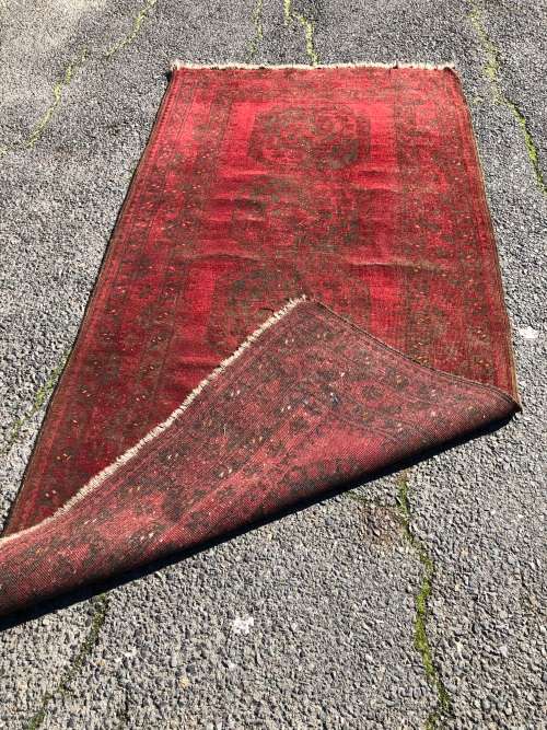 WOW !!! VINTAGE NICELY WORN HAND KNOTTED PURE WOOL IRANIAN BOKHARA PERSIAN CARPET 2300 x 1180mm