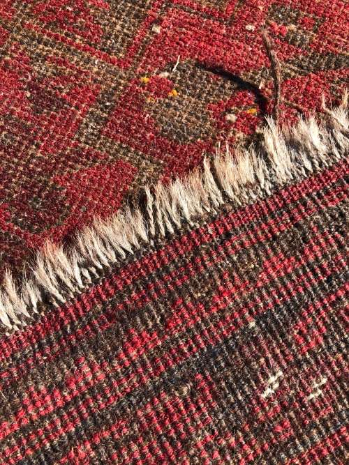 WOW !!! VINTAGE NICELY WORN HAND KNOTTED PURE WOOL IRANIAN BOKHARA PERSIAN CARPET 2300 x 1180mm