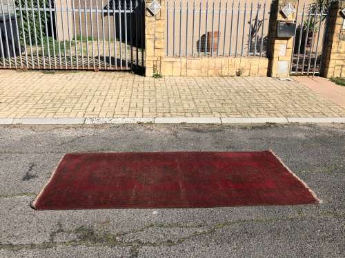 WOW !!! VINTAGE NICELY WORN HAND KNOTTED PURE WOOL IRANIAN BOKHARA PERSIAN CARPET 2300 x 1180mm