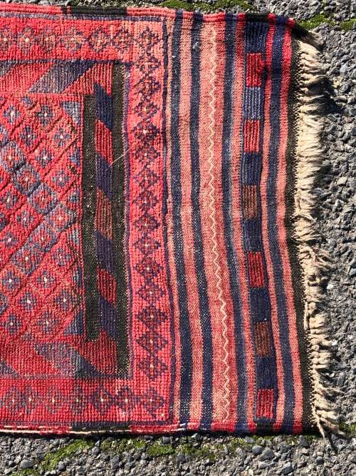 WOW !!! VINTAGE NICELY WORN HAND KNOTTED PURE WOOL IRANIAN MASHWARI PERSIAN RUNNER 2520 x 660mm