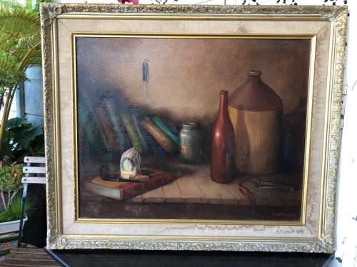 INVESTMENT ART !!! GERT PIETERSEN (SA 1930 - 2014) STUNNING LARGE OIL ON CANVAS ON BOARD STILL LIFE