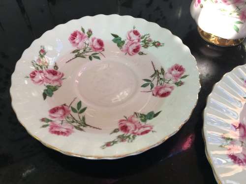Rare Vintage Royal Albert Bone China England Pattern no 4365  Pastel Pink Rose Trio c1960s display