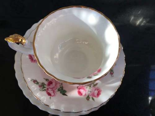 Rare Vintage Royal Albert Bone China England Pattern no 4365  Pastel Pink Rose Trio c1960s display